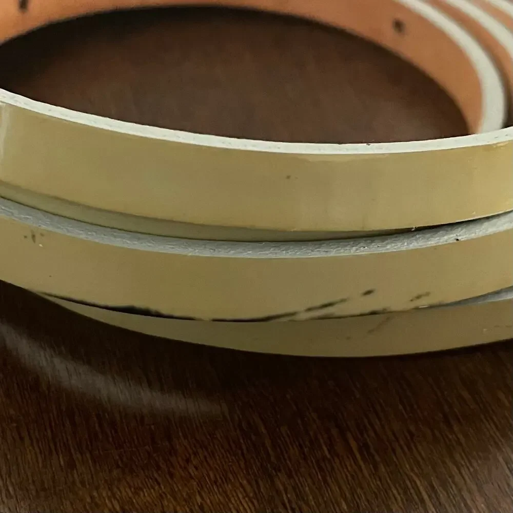 J. Crew Double Wrap Skinny Belt Patent Leather Tan Chartreuse Womens M 12725